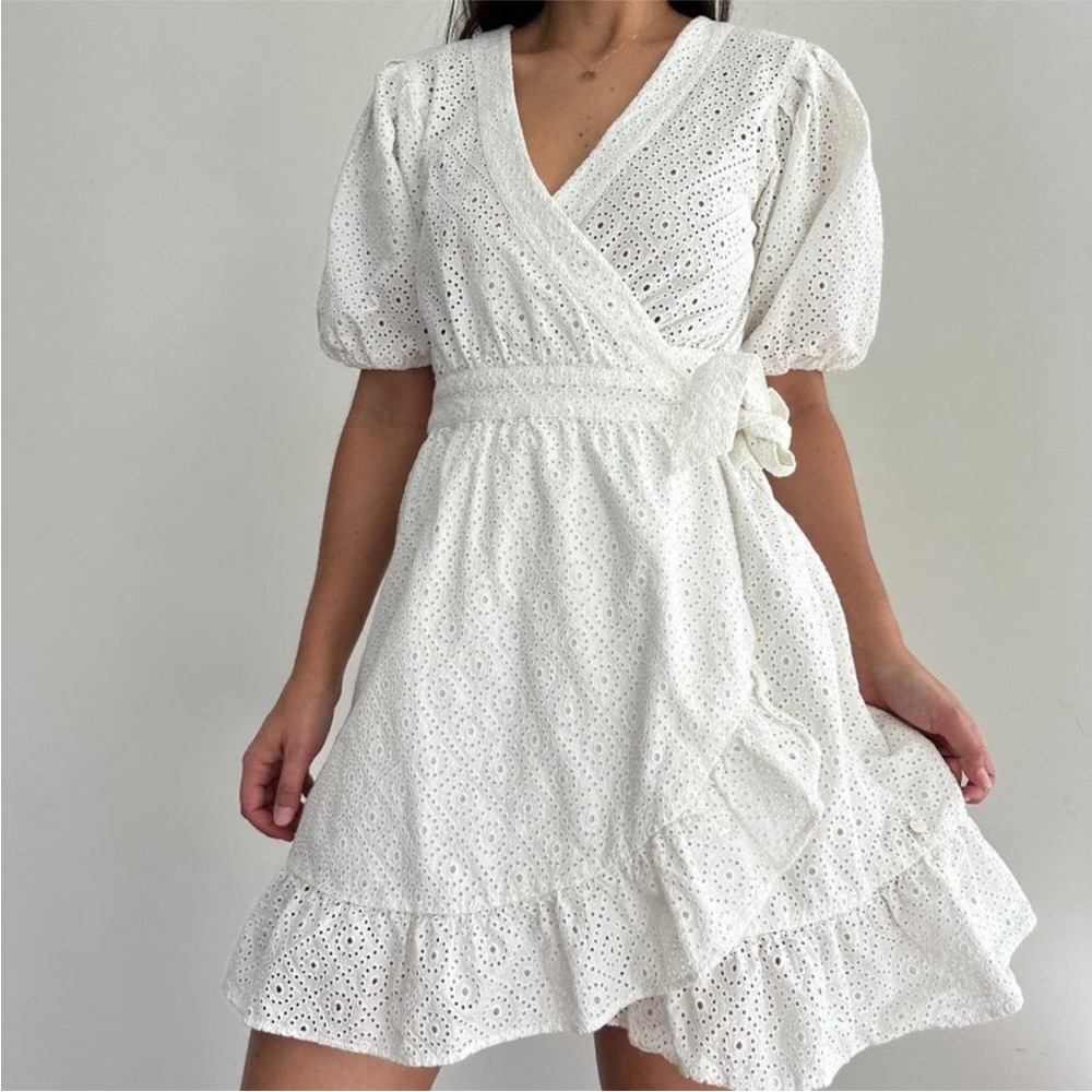 Scotch and Soda Broderie Anglaise White Eyelet Ruffle Wrap Dress Medium